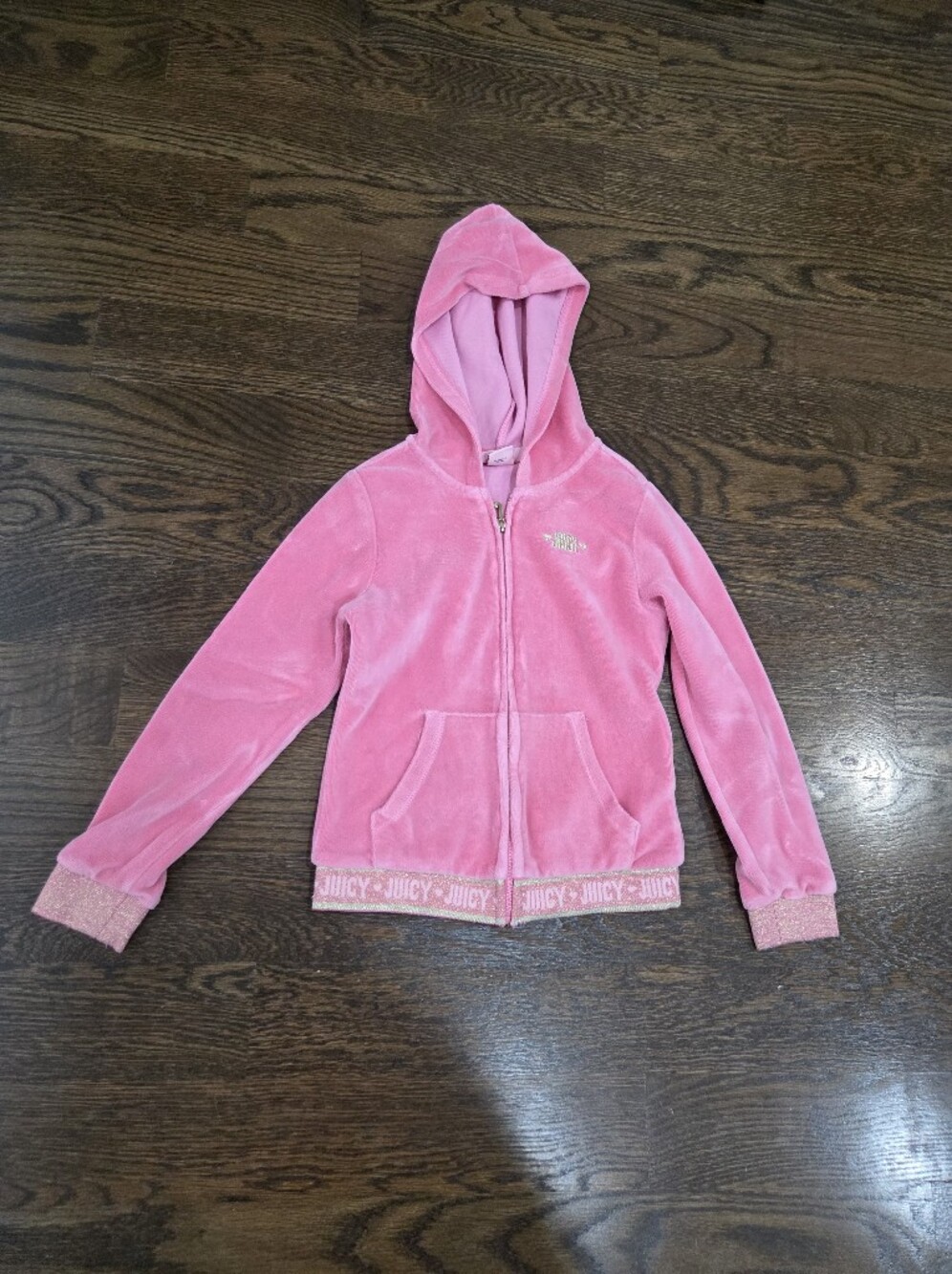Juicy Couture Hot Pink Girls' Velour Zip Hoodie with Logo Sz.7